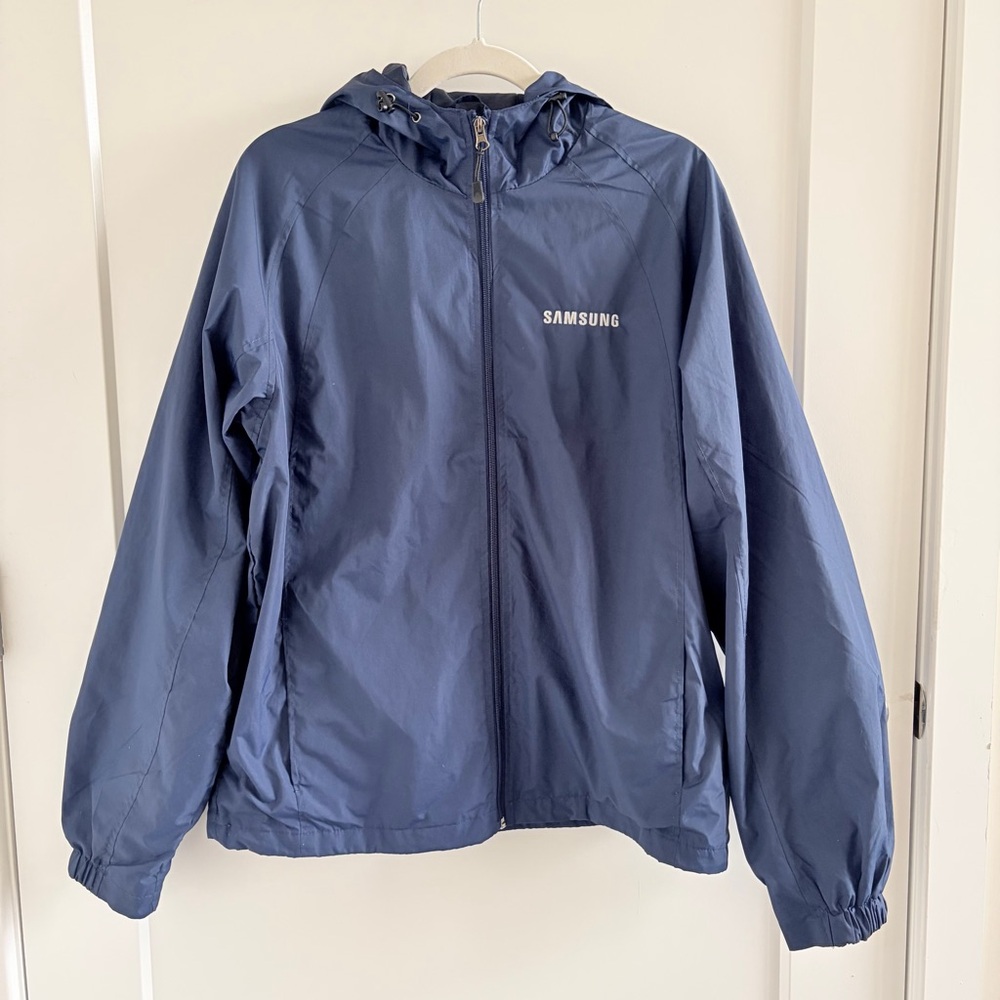 Samsung Navy Hooded Lightweight Windbreaker Jacket